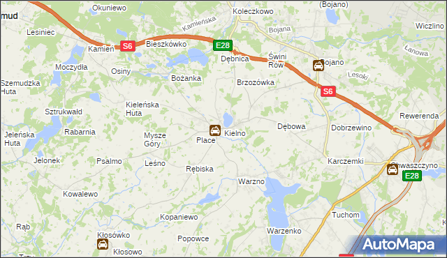 mapa Kielno gmina Szemud, Kielno gmina Szemud na mapie Targeo