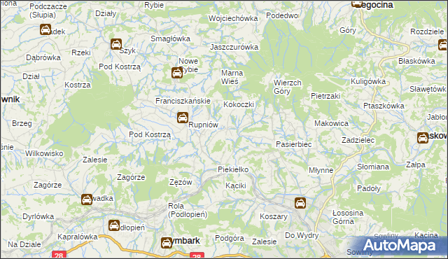 mapa Kisielówka gmina Limanowa, Kisielówka gmina Limanowa na mapie Targeo