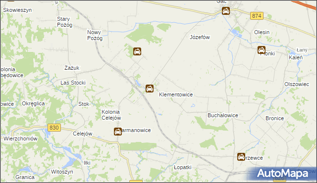 mapa Klementowice, Klementowice na mapie Targeo