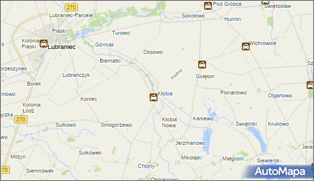 mapa Kłobia, Kłobia na mapie Targeo