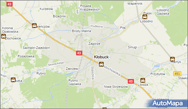 mapa Kłobuck, Kłobuck na mapie Targeo