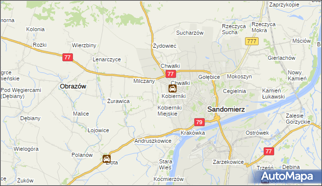 mapa Kobierniki gmina Samborzec, Kobierniki gmina Samborzec na mapie Targeo