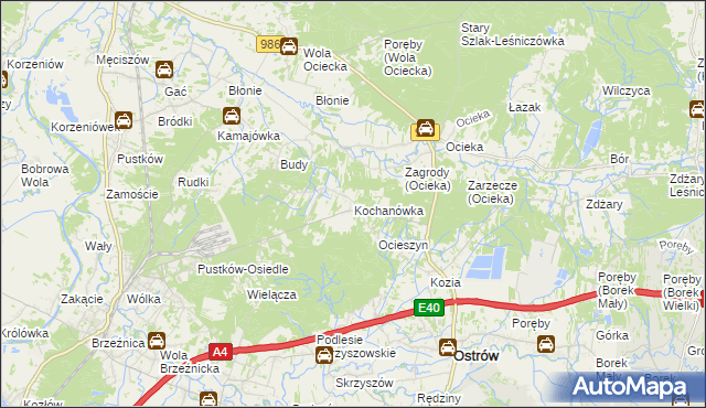 mapa Kochanówka gmina Dębica, Kochanówka gmina Dębica na mapie Targeo