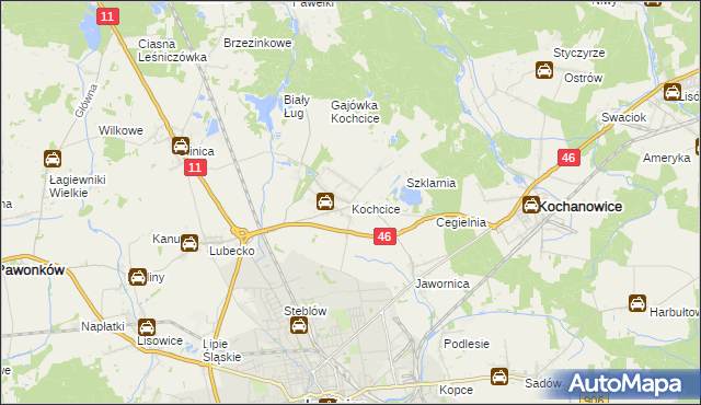 mapa Kochcice, Kochcice na mapie Targeo