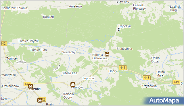 mapa Kolonia Ostrowska, Kolonia Ostrowska na mapie Targeo