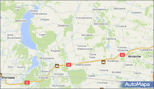 mapa Kolonia Wawrzyszów, Kolonia Wawrzyszów na mapie Targeo