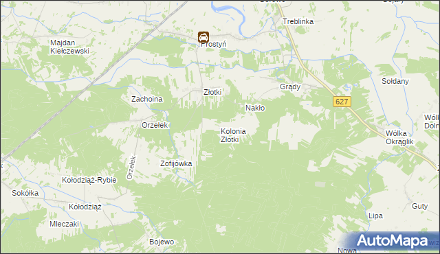mapa Kolonia Złotki, Kolonia Złotki na mapie Targeo