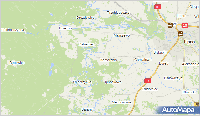 mapa Komorowo gmina Lipno, Komorowo gmina Lipno na mapie Targeo