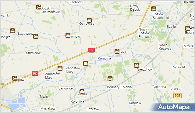 mapa Kompina, Kompina na mapie Targeo