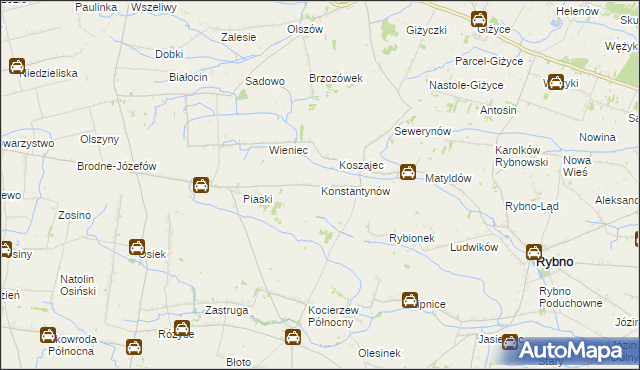 mapa Konstantynów gmina Kocierzew Południowy, Konstantynów gmina Kocierzew Południowy na mapie Targeo