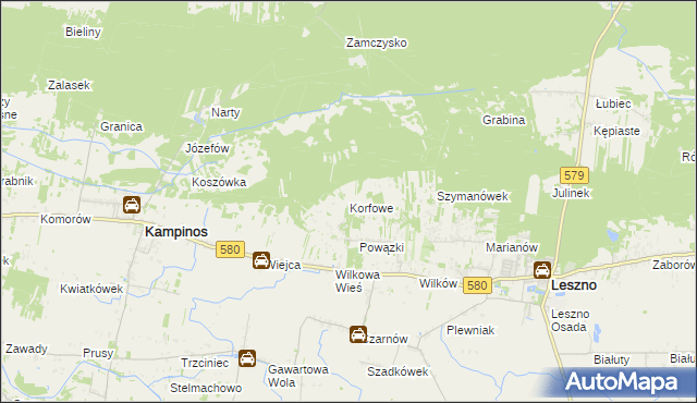 mapa Korfowe, Korfowe na mapie Targeo