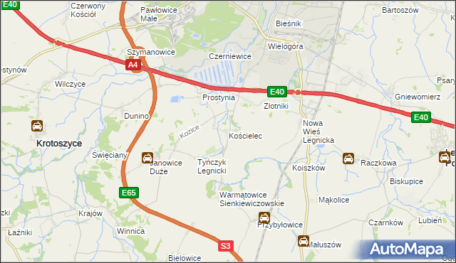 mapa Kościelec gmina Krotoszyce, Kościelec gmina Krotoszyce na mapie Targeo