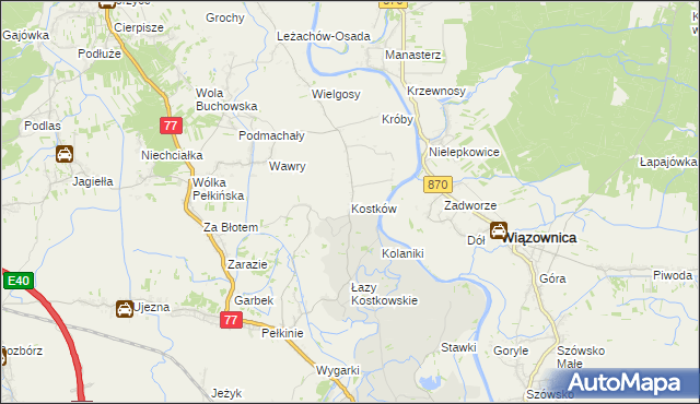 mapa Kostków, Kostków na mapie Targeo
