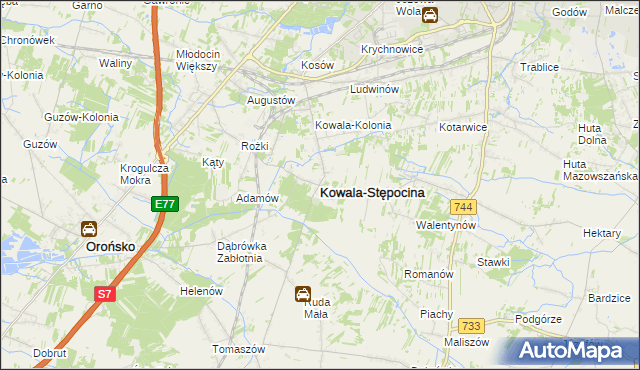 mapa Kowala-Stępocina, Kowala-Stępocina na mapie Targeo