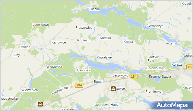 mapa Kowalskie gmina Pobiedziska, Kowalskie gmina Pobiedziska na mapie Targeo