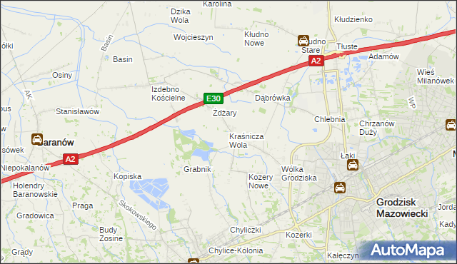 mapa Kraśnicza Wola, Kraśnicza Wola na mapie Targeo