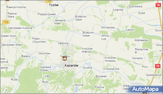 mapa Kroczów Większy, Kroczów Większy na mapie Targeo