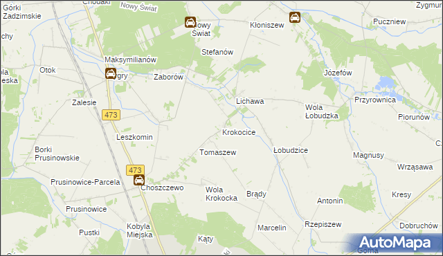 mapa Krokocice, Krokocice na mapie Targeo