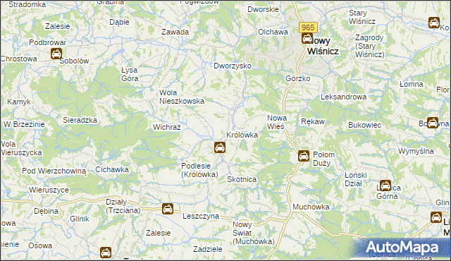 mapa Królówka gmina Nowy Wiśnicz, Królówka gmina Nowy Wiśnicz na mapie Targeo