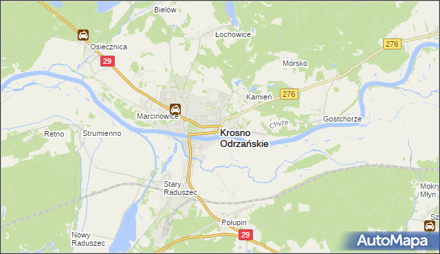 mapa Krosno Odrzańskie, Krosno Odrzańskie na mapie Targeo