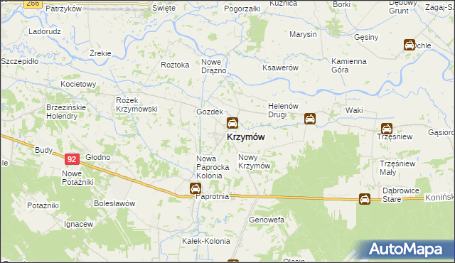 mapa Krzymów powiat koniński, Krzymów powiat koniński na mapie Targeo