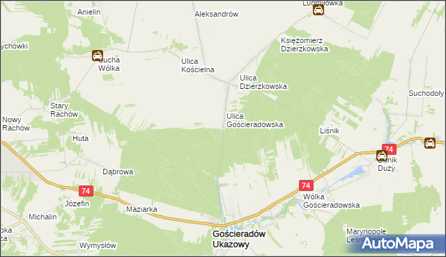 mapa Księżomierz Gościeradowska, Księżomierz Gościeradowska na mapie Targeo