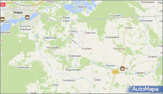 mapa Kukowo gmina Skępe, Kukowo gmina Skępe na mapie Targeo