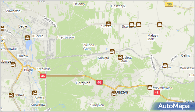 mapa Kusięta, Kusięta na mapie Targeo