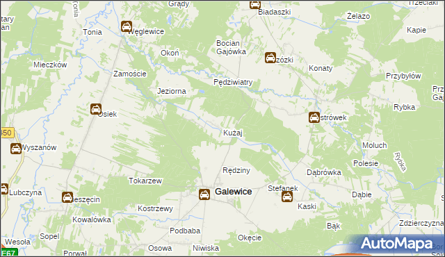 mapa Kużaj, Kużaj na mapie Targeo