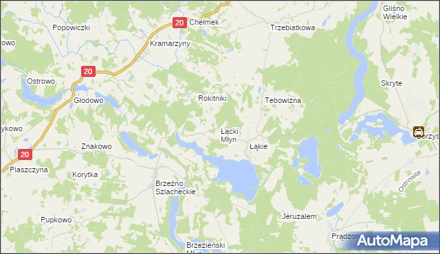 mapa Łącki Młyn, Łącki Młyn na mapie Targeo