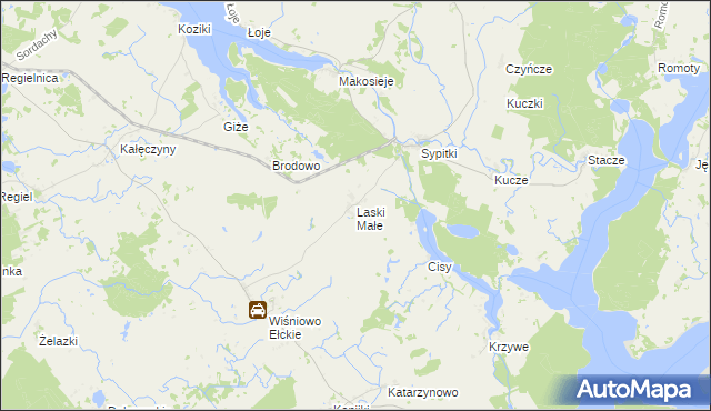 mapa Laski Małe gmina Kalinowo, Laski Małe gmina Kalinowo na mapie Targeo
