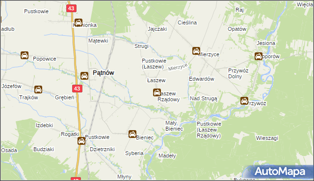 mapa Łaszew Rządowy, Łaszew Rządowy na mapie Targeo