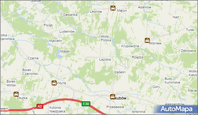 mapa Łaziska gmina Jakubów, Łaziska gmina Jakubów na mapie Targeo