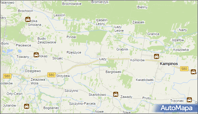 mapa Łazy gmina Kampinos, Łazy gmina Kampinos na mapie Targeo