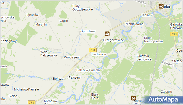 mapa Lechanice, Lechanice na mapie Targeo