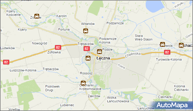 mapa Łęczna, Łęczna na mapie Targeo