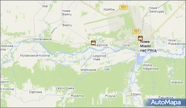 mapa Łęgonice Małe, Łęgonice Małe na mapie Targeo