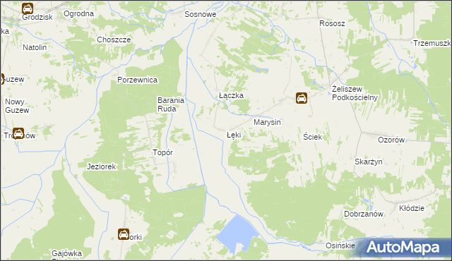 mapa Łęki gmina Kotuń, Łęki gmina Kotuń na mapie Targeo