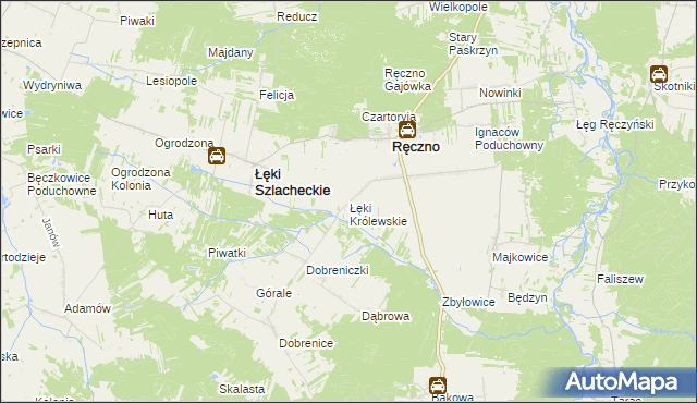 mapa Łęki Królewskie, Łęki Królewskie na mapie Targeo