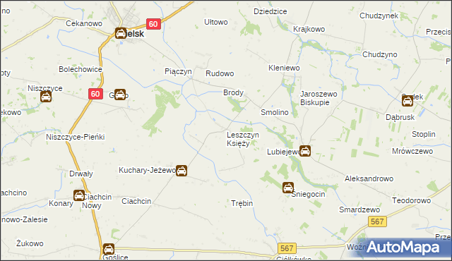 mapa Leszczyn Księży, Leszczyn Księży na mapie Targeo