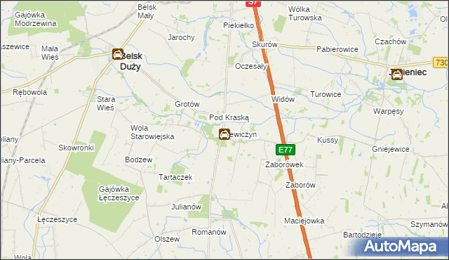 mapa Lewiczyn gmina Belsk Duży, Lewiczyn gmina Belsk Duży na mapie Targeo