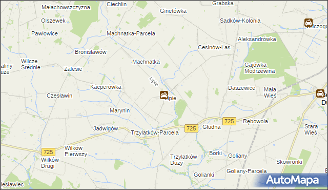 mapa Lipie gmina Błędów, Lipie gmina Błędów na mapie Targeo