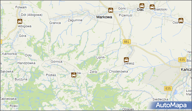 mapa Lipnik gmina Kańczuga, Lipnik gmina Kańczuga na mapie Targeo