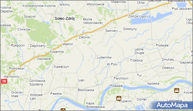 mapa Ludwinów gmina Solec-Zdrój, Ludwinów gmina Solec-Zdrój na mapie Targeo