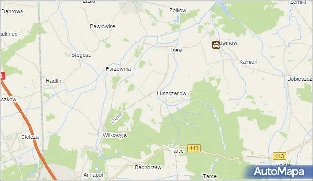 mapa Łuszczanów, Łuszczanów na mapie Targeo