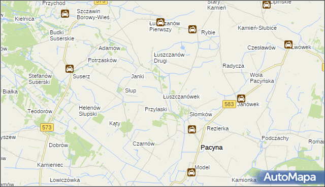 mapa Łuszczanówek, Łuszczanówek na mapie Targeo