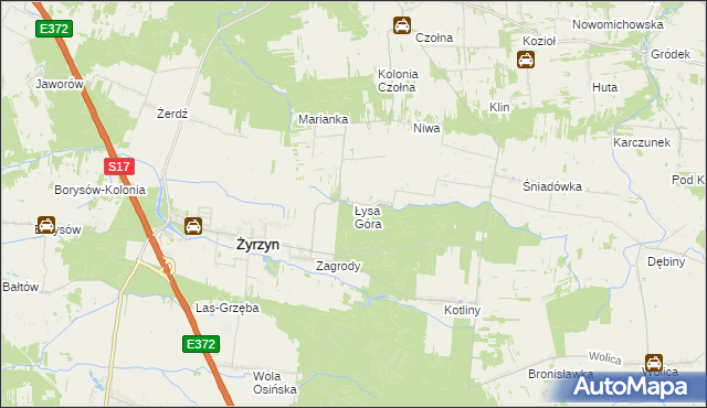 mapa Łysa Góra gmina Baranów, Łysa Góra gmina Baranów na mapie Targeo