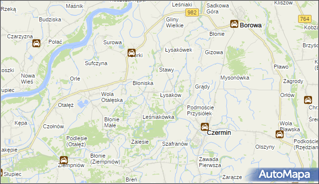 mapa Łysaków gmina Czermin, Łysaków gmina Czermin na mapie Targeo