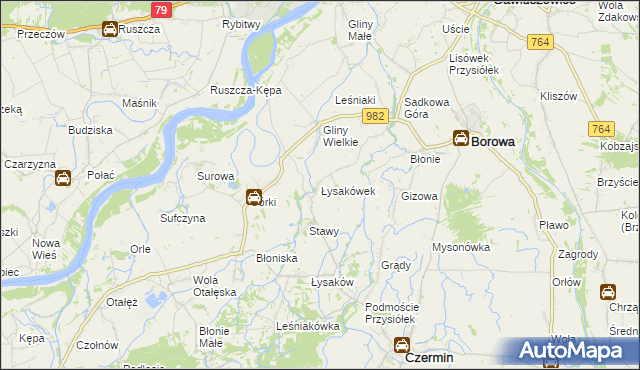 mapa Łysakówek, Łysakówek na mapie Targeo