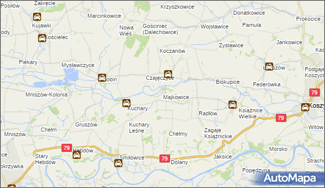 mapa Majkowice gmina Nowe Brzesko, Majkowice gmina Nowe Brzesko na mapie Targeo